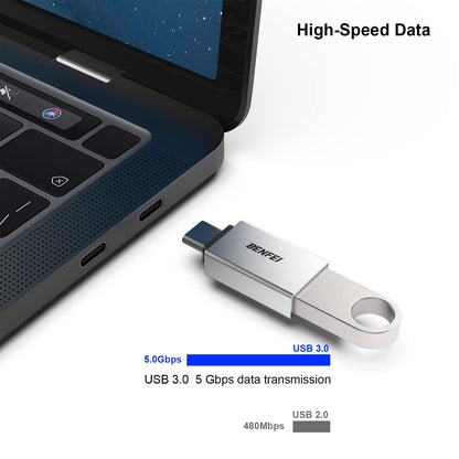 BENFEI USB C to USB 3.0 Adapter, 3 Pack USB C to A Male to Female Adapter Compatible with iPhone 15 Pro/Max, MacBook Pro/Air 2023, iPad Pro, iMac, S23, XPS 17, Surface Book 3 and More - Silver