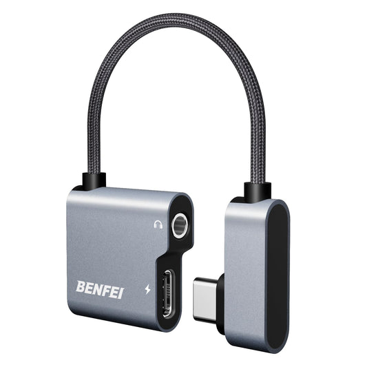 BENFEI USB C to Audio Jack Adapter with 60W Fast Charging, USB-C