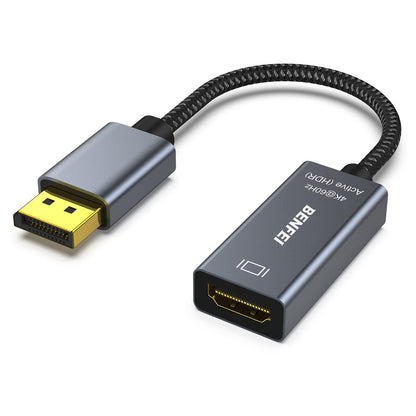 BENFEI Active DisplayPort to HDMI, DP to HDMI Adapter(4K@60Hz) Compatible with HP, ThinkPad, AMD, NVIDIA, Desktop and More - Male to Female, Space Gray 4K@60Hz 1 PACK