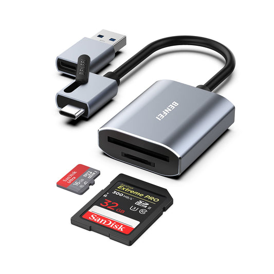BENFEI Memory Card Reader, USB Type-C/Type-A to SD TF Card Reader Compatible with iPhone 15 Pro/Max, MacBook Pro/Air 2023, iPad Pro, iMac, S23, XPS 17, Surface Book 3 and More