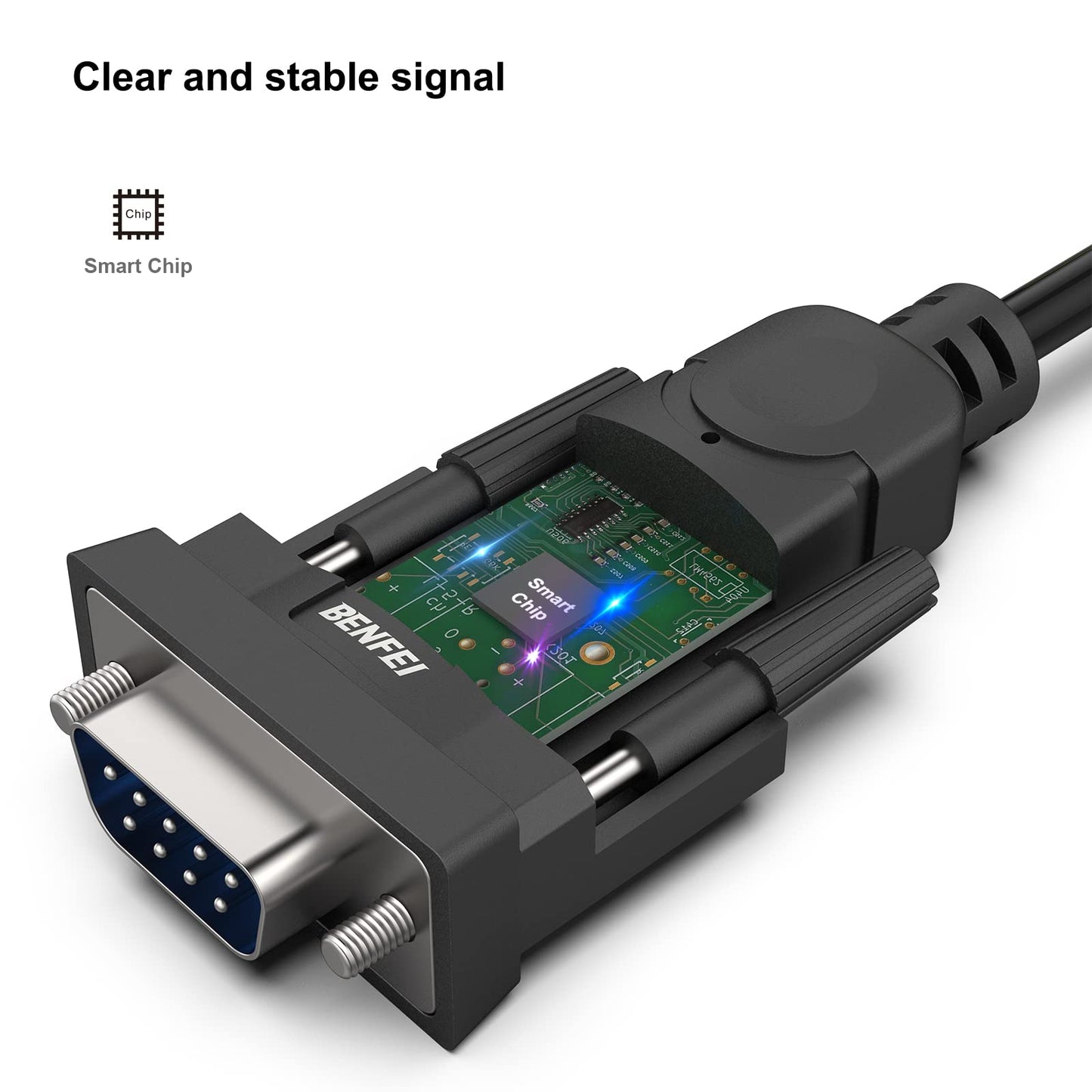 BENFEI USB to Serial Adapter, USB to RS-232 Male (9-pin) DB9 Serial Cable, Prolific Chipset, Windows 11/10/8.1/8/7, Mac OS X 10.6 and Above, 1.8M（Not VGA） Male Screw