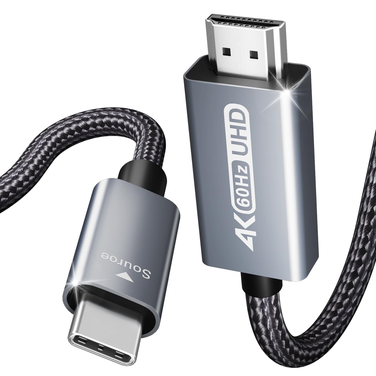 BENFEI USB C to HDMI 6ft Cable[4K@60Hz, Aluminum Shell, Nylon Braided], USB Type-C[Thunderbolt 3/4] to HDMI Compatible with iPhone 15 Pro/Max, MacBook Pro/Air 2023, iPad Pro, Surface Book 2 More 6 Feet 4K@60Hz 1 PACK