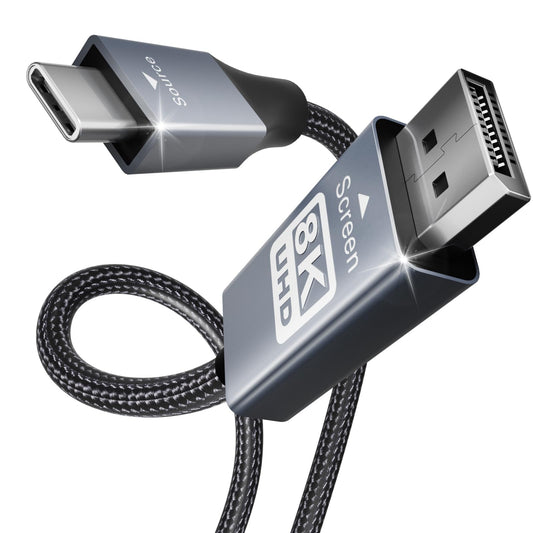 BENFEI USB-C to DisplayPort 6 Feet Cable(8K@60Hz 4K@144Hz), USB Type-C to DisplayPort Cable [Thunderbolt 3/4 Compatible] with iPhone 15 Pro/Max, MacBook Pro/Air 2023, iPad Pro, iMac, S23, XPS 17 Gray(Aluminium Shell) 1 PACK