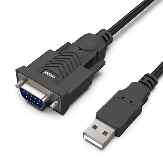 BENFEI USB to Serial Adapter, USB to RS-232 Male (9-pin) DB9 Serial Cable, Prolific Chipset, Windows 11/10/8.1/8/7, Mac OS X 10.6 and Above, 1.8M（Not VGA） Male Screw