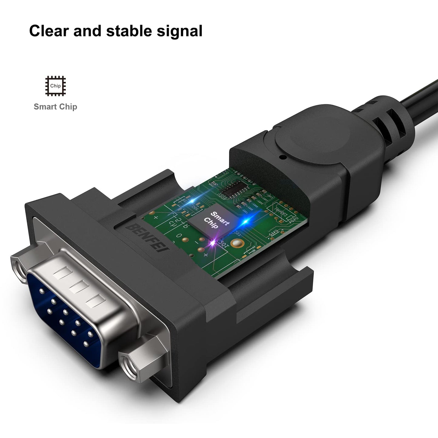 BENFEI USB to Serial Adapter,6 Feet USB to RS-232 Male (9-pin) DB9 Serial Cable, Prolific Chipset, Windows 11/10/8.1/8/7, Mac OS X 10.6 and Above（Not VGA） Female Screw