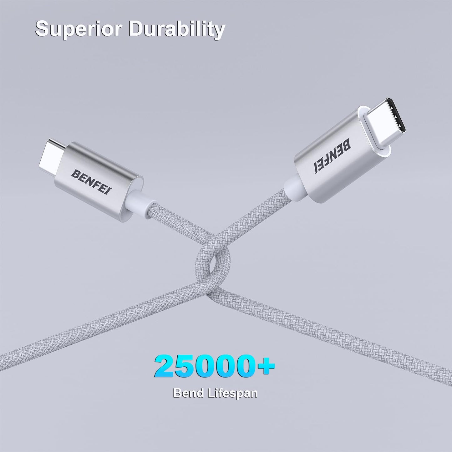 BENFEI 100W USB C Fast Charging Cable(3.3ft), Tangle-Free Silicone USB-C Cable Aluminum Shell, Woven Design for iPhone 15/15Pro/15Plus/15ProMax MacBook Pro/iPad Pro/Air 4,Samsung Galaxy S23+/S23