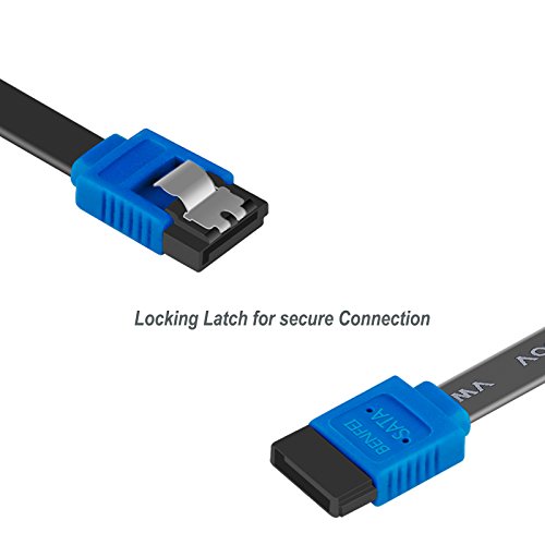 BENFEI SATA Cable III, SATA Cable III 6Gbps Straight HDD SDD Data Cable with Locking Latch 18 Inch Compatible for SATA HDD, SSD, CD Driver, CD Writer - Black