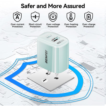 BENFEI 33W GaN USB C Fast Charger, 2-Port Two-Tone Compact Wall Charger(US plug)