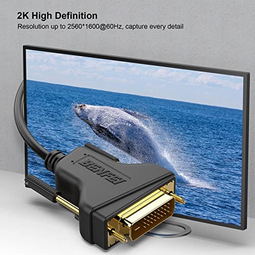 BENFEI DVI to DVI Cable, 1.8 Meter DVI-D 24+1 Gold Plated Cable, Dual Link Support High Resolution 2560x1600 for Gaming, DVD, Laptop, HDTV