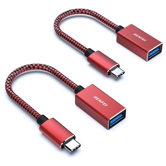 BENFEI USB C to USB 3.0 Adapter, 2 Pack USB C to A Male to Female Adapter Compatible with iPhone 15 Pro/Max, MacBook Pro/Air 2023, iPad Pro, iMac, S23, XPS 17, Surface Book 3 and More Red