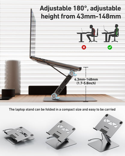 BENFEI Laptop Stand with USB C 7 in 1 Docking Station,HDMI 4K@60Hz,1*SD 1*Micro SD,100W Power Delivery,10Gbps 1*USB C 3.2 and 2*USB A 3.2 Compatible with MacBook Pro/Air, iPad Pro, XPS, Thinkpad
