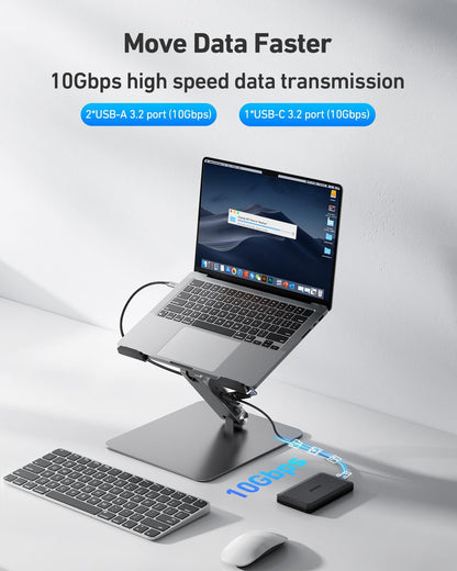 BENFEI Laptop Stand with USB C 7 in 1 Docking Station,HDMI 4K@60Hz,1*SD 1*Micro SD,100W Power Delivery,10Gbps 1*USB C 3.2 and 2*USB A 3.2 Compatible with MacBook Pro/Air, iPad Pro, XPS, Thinkpad