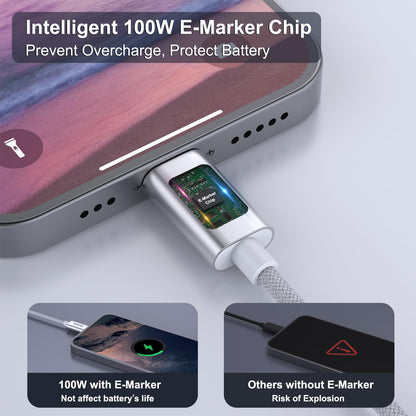 BENFEI 100W USB C Fast Charging Cable(3.3ft), Tangle-Free Silicone USB-C Cable Aluminum Shell, Woven Design for iPhone 15/15Pro/15Plus/15ProMax MacBook Pro/iPad Pro/Air 4,Samsung Galaxy S23+/S23