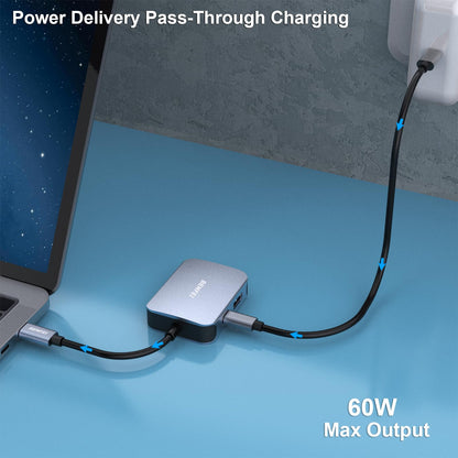 BENFEI USB C HUB 4in1, USB Type-C to HDMI VGA Adapter, USB C to USB Adapter, USB Type-C Power Delivery, Compatible with iPhone 15 Pro/Max, MacBook Pro/Air 2023, iPad Pro, iMac, S23, XPS 17 Grey