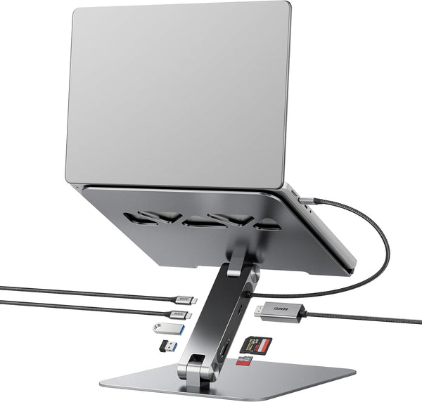 BENFEI Laptop Stand with USB C 7 in 1 Docking Station,HDMI 4K@60Hz,1*SD 1*Micro SD,100W Power Delivery,10Gbps 1*USB C 3.2 and 2*USB A 3.2