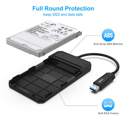 BENFEI 2.5 Inch SATA to USB Tool Free External Hard Drive Enclosure, USB Type-C/Type-A to Sata Compatible for 2.5 Inch SSD(Optimized for SSD, Support UASP SATA III)
