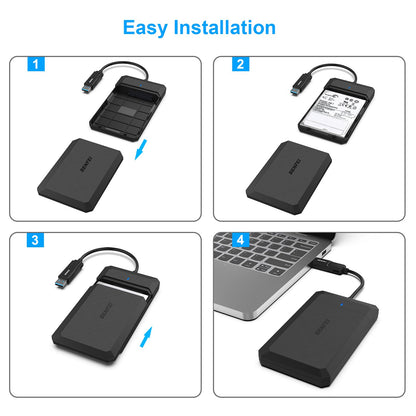 BENFEI 2.5 Inch SATA to USB Tool Free External Hard Drive Enclosure, USB Type-C/Type-A to Sata Compatible for 2.5 Inch SSD(Optimized for SSD, Support UASP SATA III)