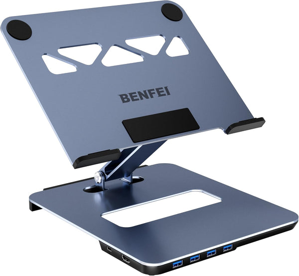 BENFEI Laptop Stand with USB C 6in1 Docking Station, HDMI 4K@60Hz, 4*USB3.0, 100W PD Charge