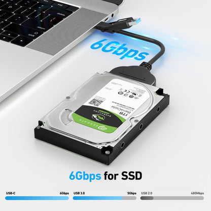 BENFEI SATA to USB Cable, 2in1 USB-C/USB 3.0 to SATA III Hard Driver Adapter Compatible for 2.5 inch HDD and SSD USB to 2.5 SSD HDD