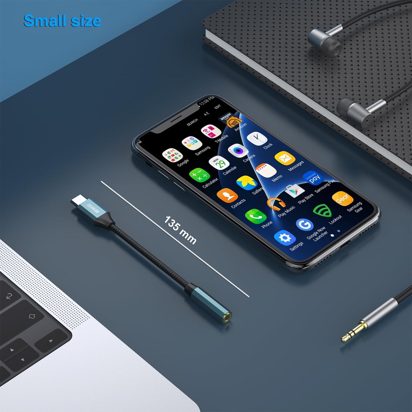 BENFEI USB C to Audio Jack Adapter with DAC chipset, USB-C to 3.5mm Female Headphone Compatible with iPhone 15 Pro Max/15 Pro/15, Samsung Galaxy S24/S23/S22/S21 Ultra, iPad Pro, Pixel 8 Grey