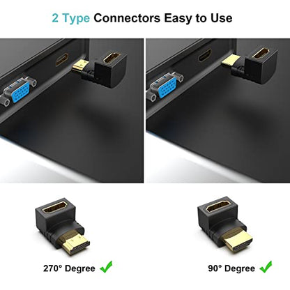 BENFEI HDMI Adapter Right Angle Male to Female - 2 Pack