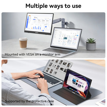 BENFEI Portable Monitor 15.6'', FHD 1080P HDMI USB-C Gaming Display, Ultra-Slim IPS HDR Screen w/Smart Cover & Speakers, Plug & Play External Monitor for Laptop PC Phones Tablet PS5/4 Xbox Switch
