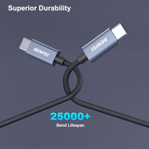 BENFEI USB C Fast Charging Cable(100W 6.6ft), Tangle-Free Silicone USB C Cable, Woven Design Aluminum Shell, for iPhone 15/15Pro/15Plus/15ProMax MacBook Pro/iPad Pro/Air 4,Samsung Galaxy S23+/S23