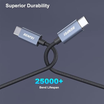 BENFEI USB C Fast Charging Cable(100W 6.6ft), Tangle-Free Silicone USB C Cable, Woven Design Aluminum Shell, for iPhone 15/15Pro/15Plus/15ProMax MacBook Pro/iPad Pro/Air 4,Samsung Galaxy S23+/S23