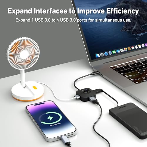BENFEI USB C Hub, 4 Ports USB 3.0 Hub with 5Gbps Data Transfer, USB C Splitter for Type C MacBook, Mac Pro, iMac, Surface, XPS, Flash Drive, Mobile HDD