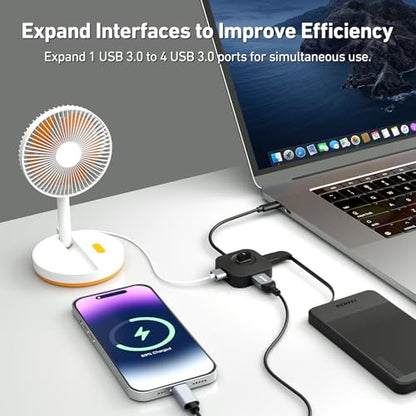 BENFEI USB C Hub, 4 Ports USB 3.0 Hub with 5Gbps Data Transfer, USB C Splitter for Type C MacBook, Mac Pro, iMac, Surface, XPS, Flash Drive, Mobile HDD