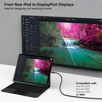 BENFEI USB-C to DisplayPort 6 Feet Cable(8K@60Hz 4K@144Hz), USB Type-C to DisplayPort Cable [Thunderbolt 3/4 Compatible] with iPhone 15 Pro/Max, MacBook Pro/Air 2023, iPad Pro, iMac, S23, XPS 17 Gray(Aluminium Shell) 1 PACK