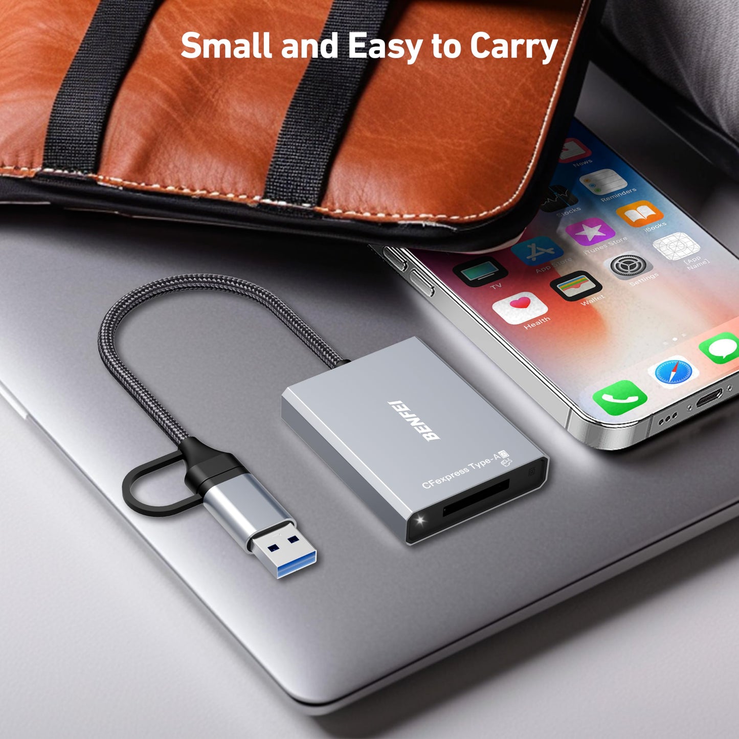 BENFEI CFexpress Type A Card Reader with USB 3.2 (Gen 2) 10Gbps, USB-C&USB-A 2-in-1 Type A CFexpress Adapter, Compatible with Windows/Mac/Linux/Android