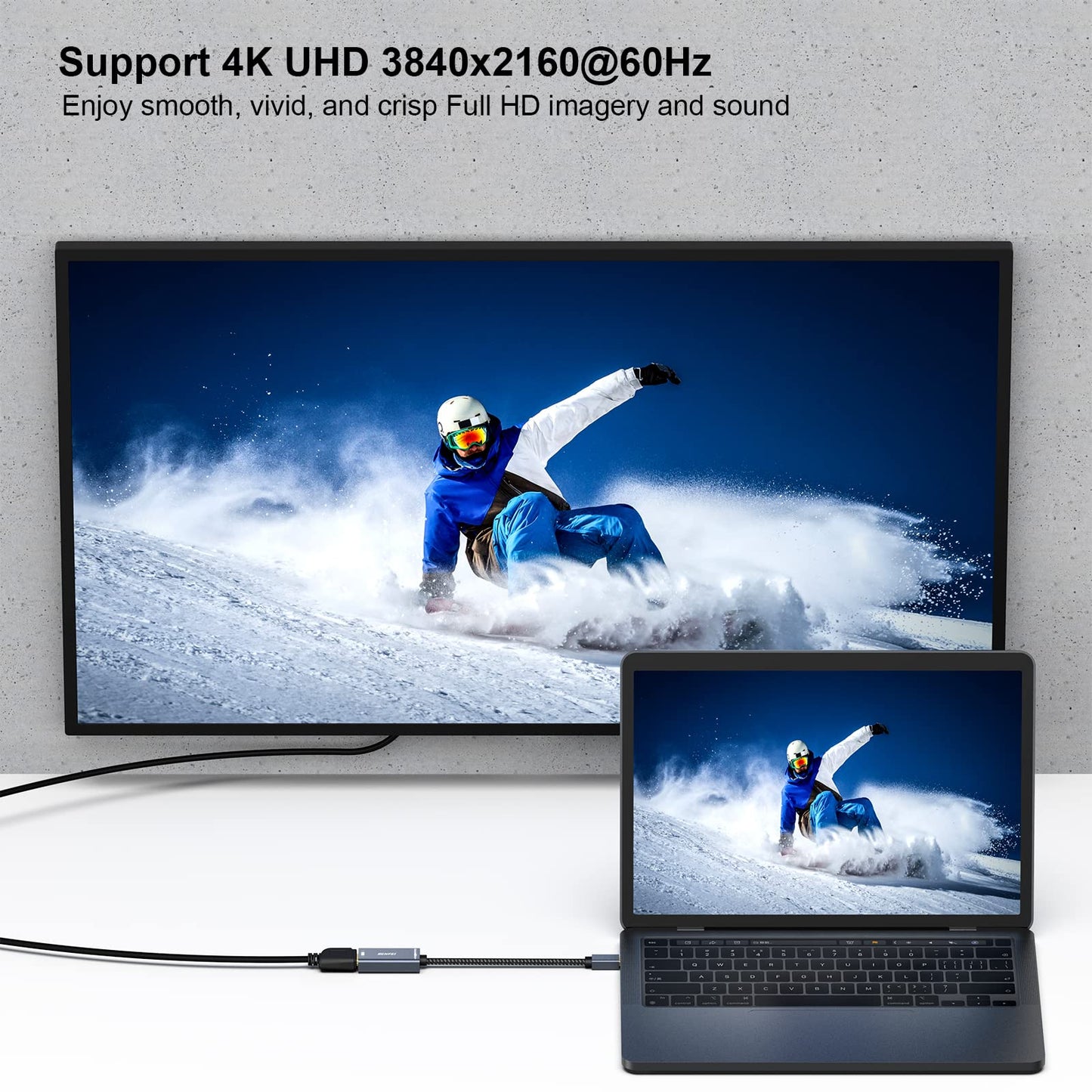 BENFEI Mini DisplayPort to HDMI, 4K@60Hz Active Mini DP to HDMI Adapter (Thunderbolt Compatible) with MacBook Air/Pro, Surface Pro/Dock, Monitor, Projector