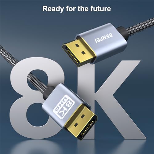 BENFEI 8K DisplayPort to DisplayPort 6 Feet Cable [VESA Certified] Support 8K@60Hz, 4K@144Hz, Aluminum Shell Nylon Braided