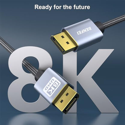 BENFEI 8K DisplayPort to DisplayPort 6 Feet Cable [VESA Certified] Support 8K@60Hz, 4K@144Hz, Aluminum Shell Nylon Braided
