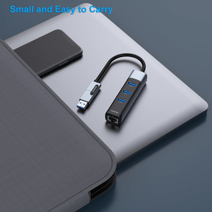 BENFEI USB C to Gigabit Ethernet Adapter, 3-Port USB 3.0 Hub with RJ45 Compatible with MacBook Pro/Air 2023, iPad Pro, iMac, S23, XPS 17, Surface Book 3 and More