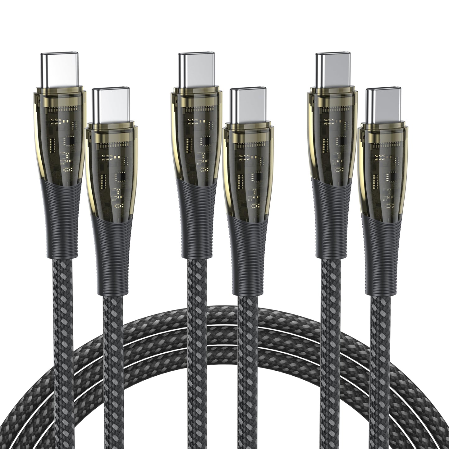 BENFEI 100W USB C to USB C Cable [3-Pack 3.3 Feet], Transparent Fast Charging Cable for iPhone 17/16/15 Pro Max/Plus, iPad, MacBook, Samsung Galaxy S25/S24/S23, Google Pixel