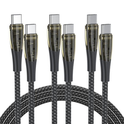 BENFEI 100W USB C to USB C Cable [3-Pack 3.3 Feet], Transparent Fast Charging Cable for iPhone 17/16/15 Pro Max/Plus, iPad, MacBook, Samsung Galaxy S25/S24/S23, Google Pixel