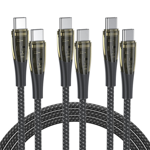 BENFEI 100W USB C to USB C Cable [3-Pack 3.3 Feet], Transparent Fast Charging Cable for iPhone 17/16/15 Pro Max/Plus, iPad, MacBook, Samsung Galaxy S25/S24/S23, Google Pixel