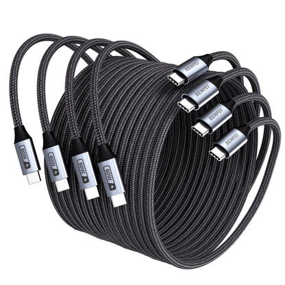 BENFEI USB C to USB C Multipack 60W Fast Charging Cable, 4-Pack(3.3ft/3.3ft/6.6ft/6.6ft) Nylon Braided Cable for iPhone iPad mini, MacBook, Samsung Galaxy