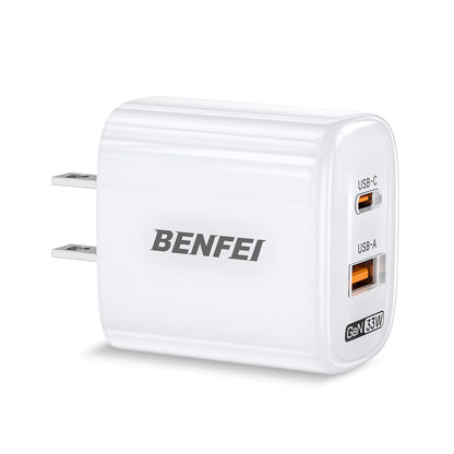 BENFEI 33W GaN USB C Fast Charger, 2-Port Two-Tone Compact Wall Charger(US plug)