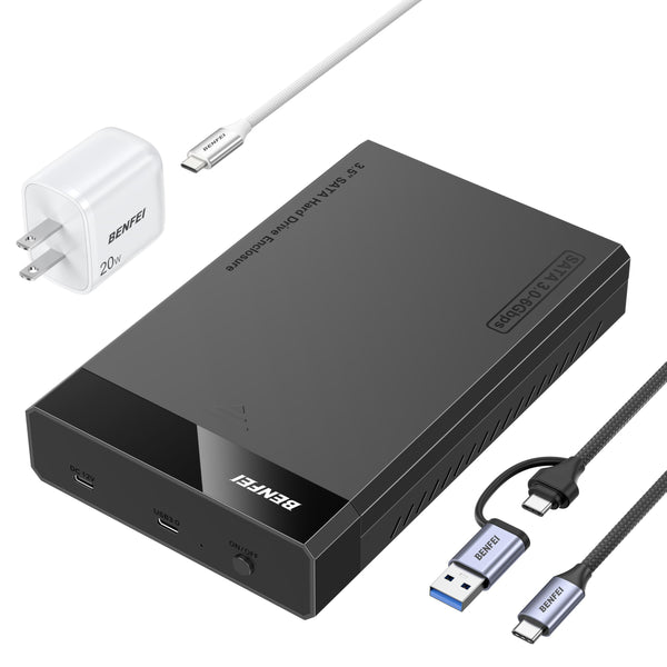BENFEI 3.5/2.5 Inch SATA HDD/SSD Enclosure, Tool-Free Design, Supports 20TB HDD & UASP