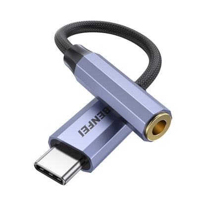 BENFEI USB C to Audio Jack Adapter with DAC chipset, USB-C to 3.5mm Female Headphone Compatible with iPhone 15 Pro Max/15 Pro/15, Samsung Galaxy S24/S23/S22/S21 Ultra, iPad Pro, Pixel 8 Grey