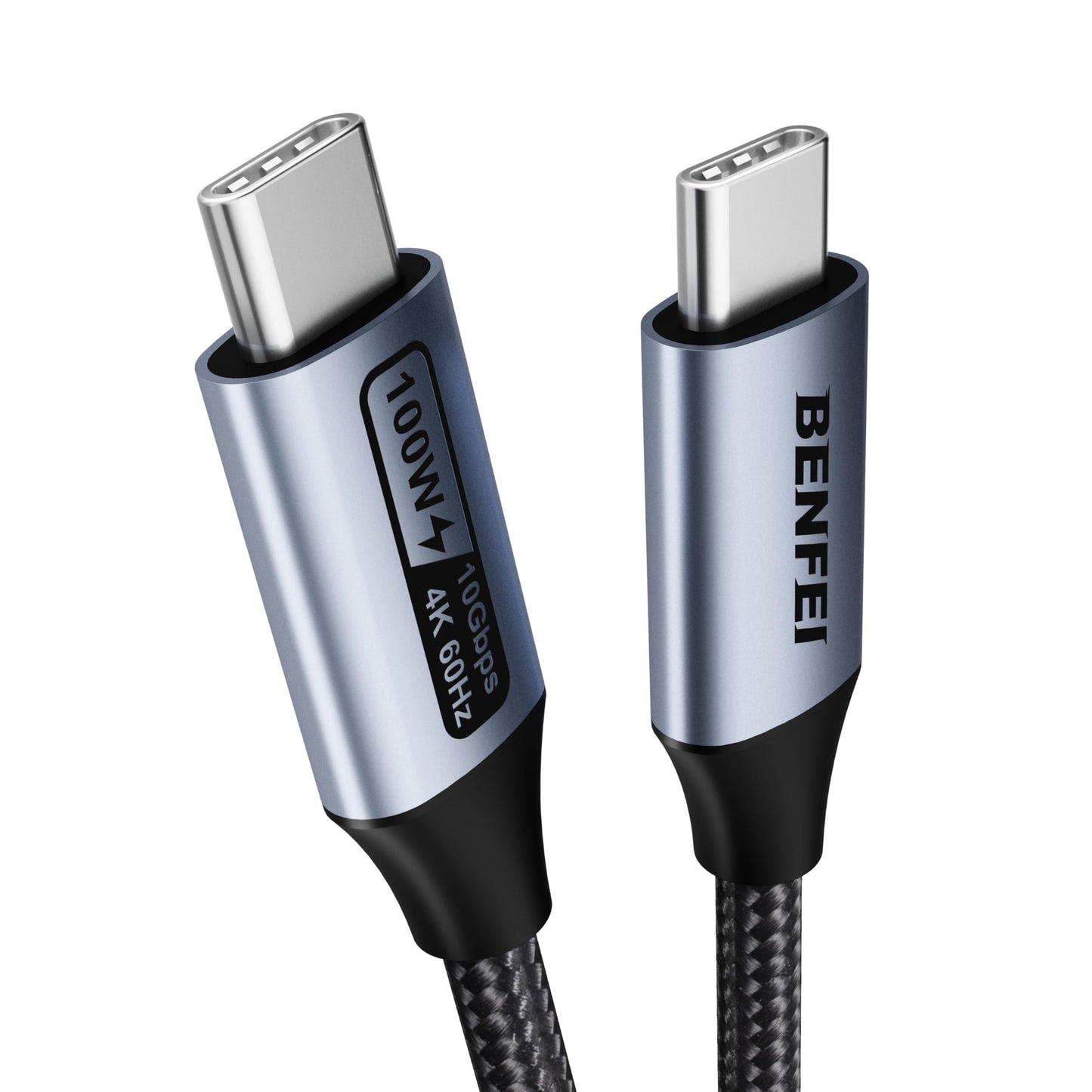 BENFEI USB C to USB C Monitor Cable(4K@120Hz), 100W PD Fast Charge, 10Gbps Data Transfer, 3ft Tangle-Free Silicone USB-C Cable [Aluminum Shell, Woven Design]