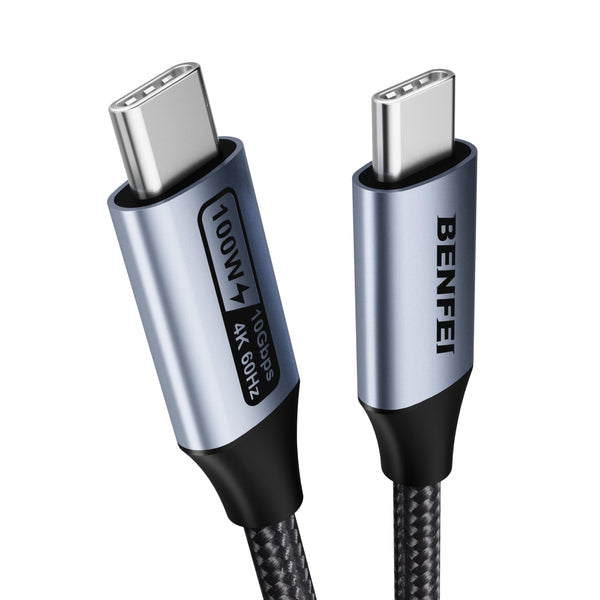 BENFEI USB C to USB C Monitor Cable(4K@120Hz), 100W PD Fast Charge, 10Gbps Data Transfer, 3ft Tangle-Free Silicone USB-C Cable [Aluminum Shell, Woven Design]