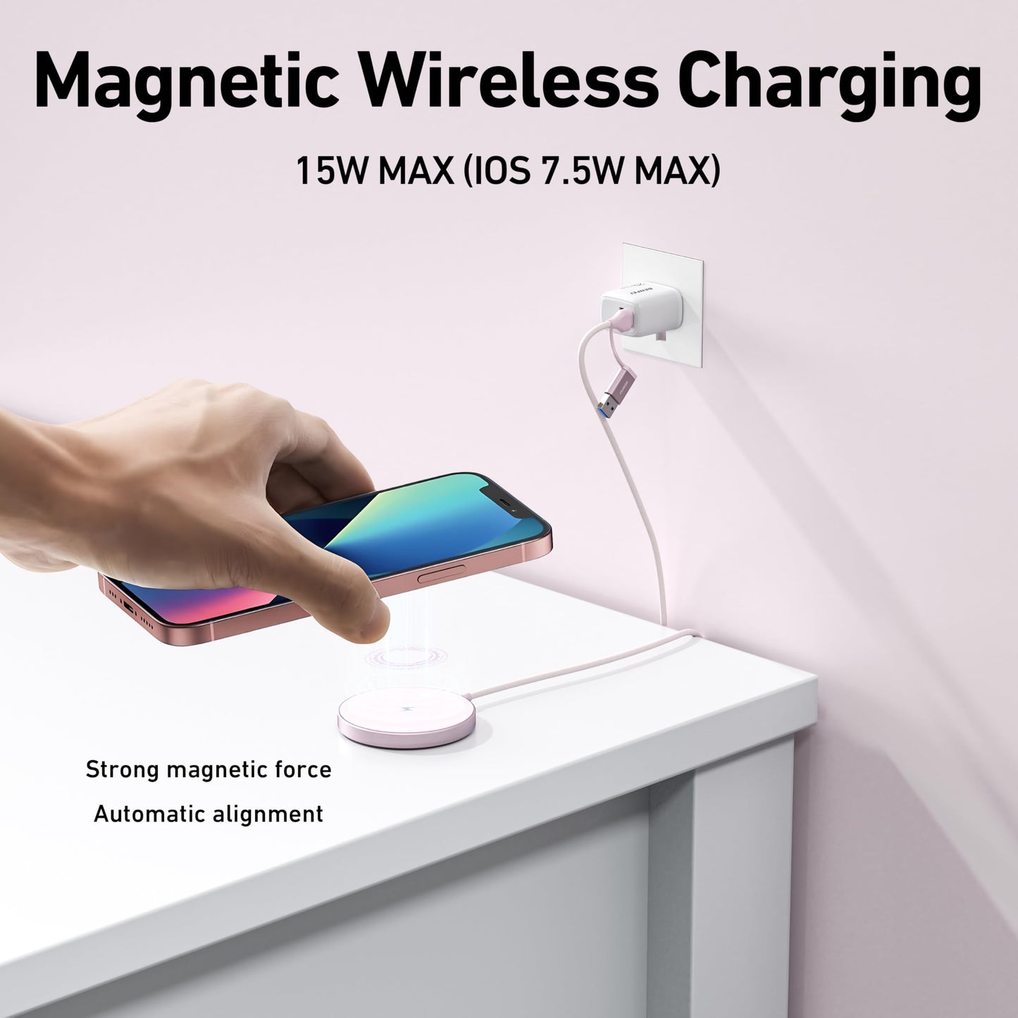 BENFEI Magnetic Wireless Charger 15w Compatile with MagSafe Charger/iPhone 16/16 Pro/16 Plus/16 Pro Max/iPhone 15 Pro Max Plus/iPhone 14 13 12 Series, Wireless Mag Safe Charging Pad, Mag Charger