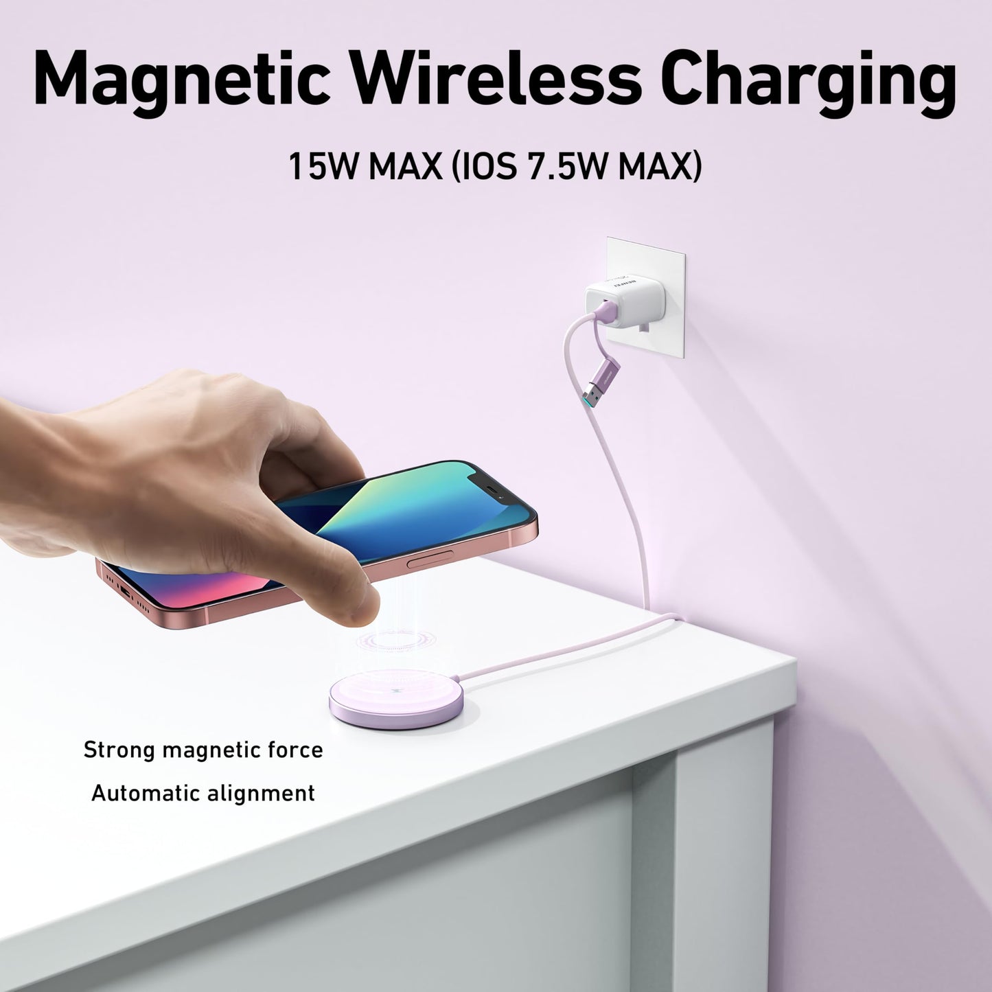 BENFEI Magnetic Wireless Charger 15w Compatile with MagSafe Charger/iPhone 16/16 Pro/16 Plus/16 Pro Max/iPhone 15 Pro Max Plus/iPhone 14 13 12 Series, Wireless Mag Safe Charging Pad, Mag Charger