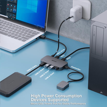 BENFEI USB 3.0 Switch, USB Switcher 2 Computers Share 3*USB 3.0 and 1*USB C with Remote Control for PC Mouse Keyboard Printer Scanner, USB KVM Switch Selector Compatible with Windows, Mac, Linux