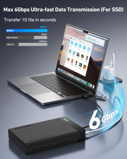 BENFEI 3.5/2.5 Inch SATA HDD/SSD Enclosure, Tool-Free Design, Supports 20TB HDD & UASP