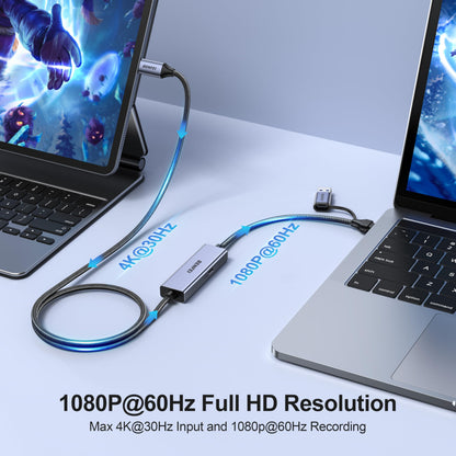 BENFEI USB C Video/Audio Capture Card Supporting Full HD 1080P 60FPS for Streaming, Recording, Gaming, Compatible with Switch, PS4, PS5, Xbox, Work with PC/Windows/Mac OS